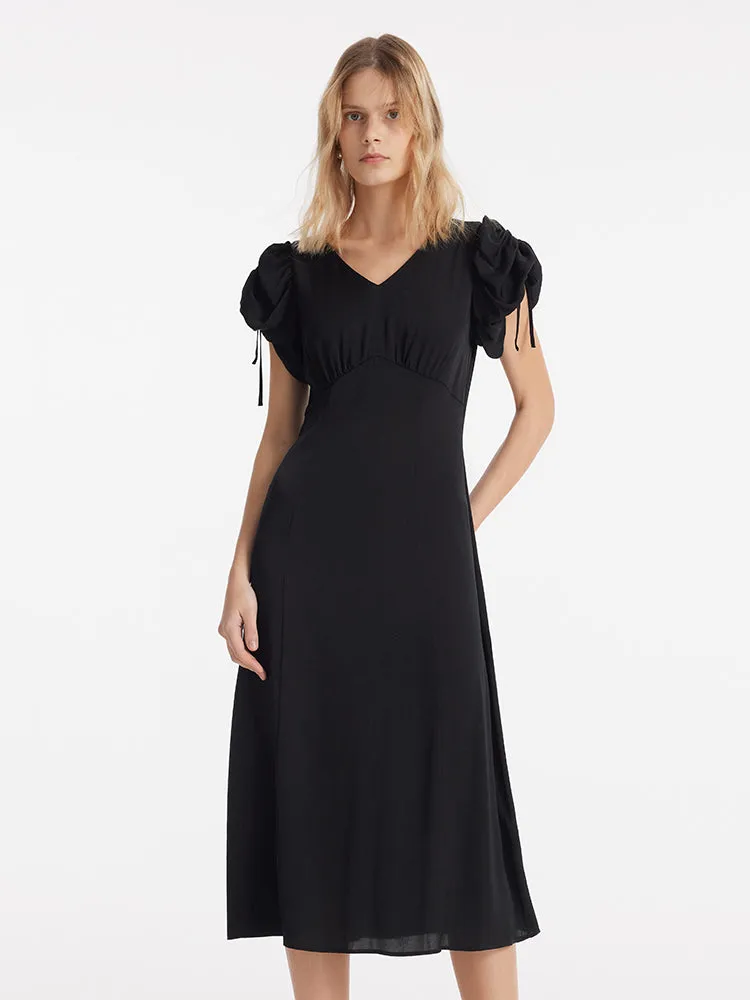 19 Momme Robe mi-longue en soie de mûrier avec manches à cordon pour f