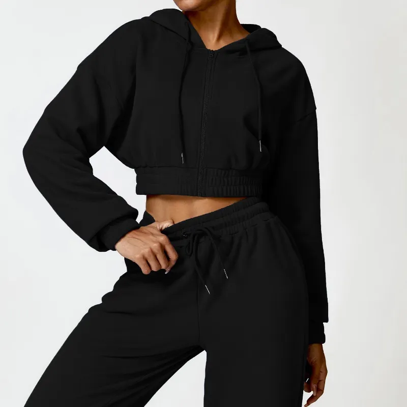 A8493 Suisses De Yoga 3D Logo Micro Veste Sweatshirts Croppés + Pantalon De Survêtement Set À Sweats À Street Du 20,55 € | DHgat