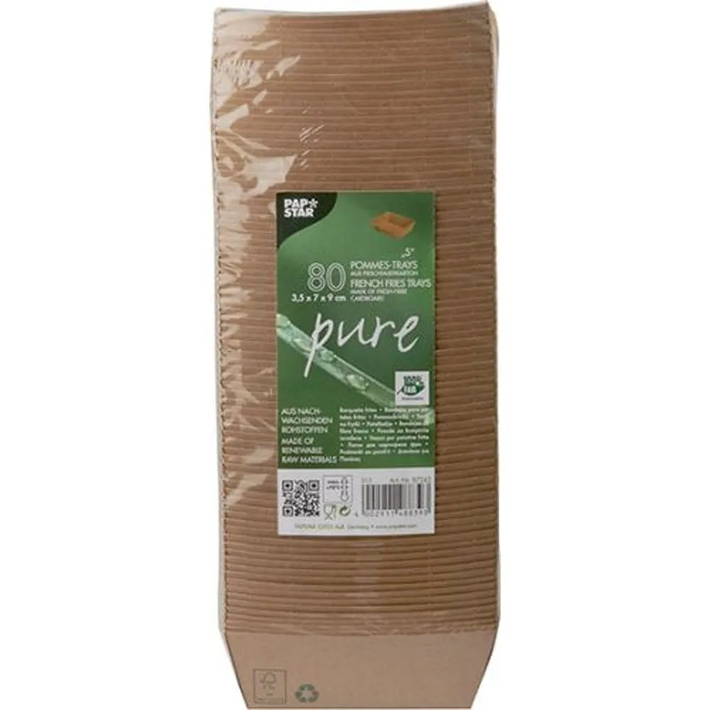 Barquettes snack carton 'pure' 3,5cmx7cmx9cm marron par 800