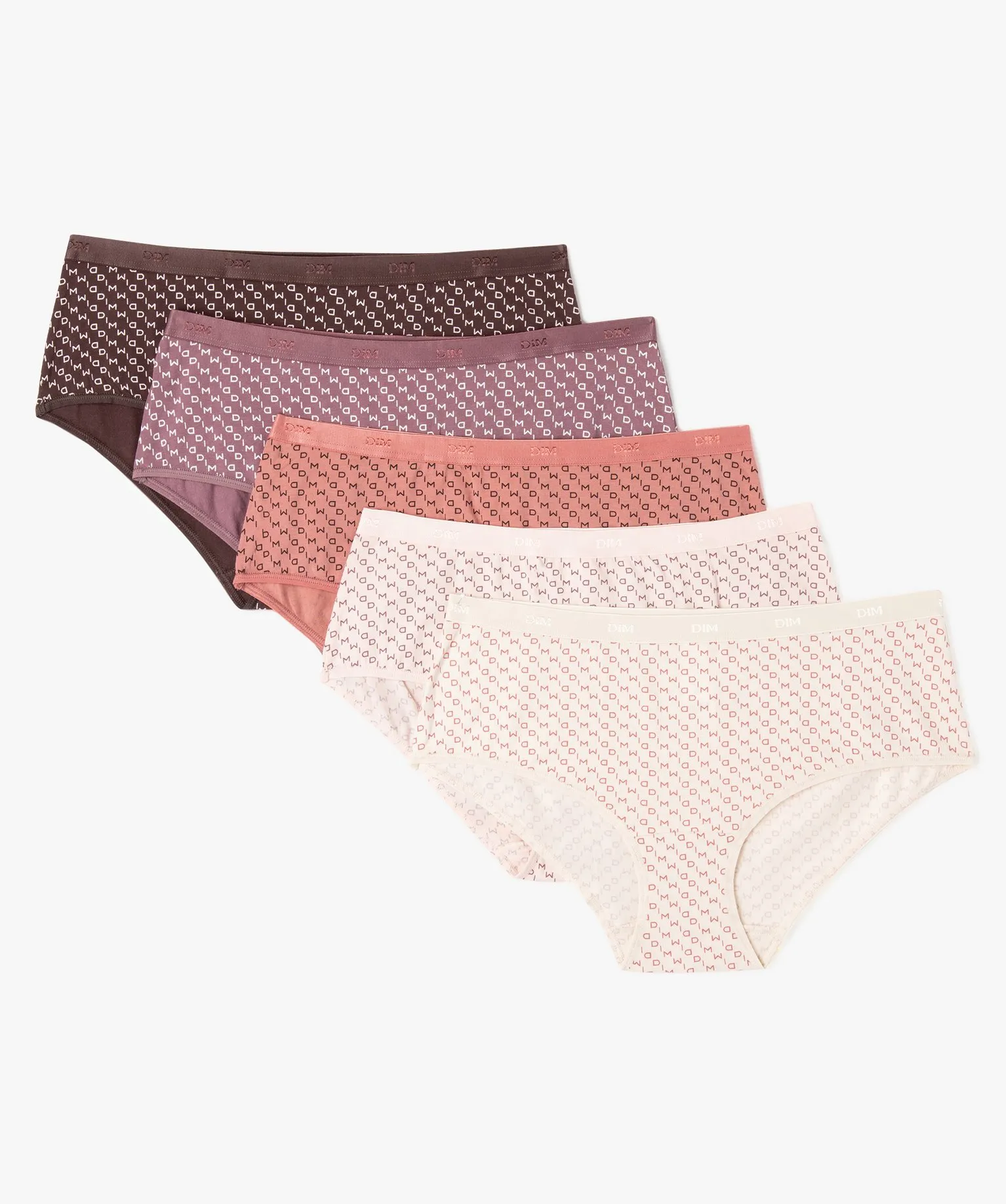 Boxers en coton stretch imprimés femme (lot de 5) - Les Pockets Dim violet