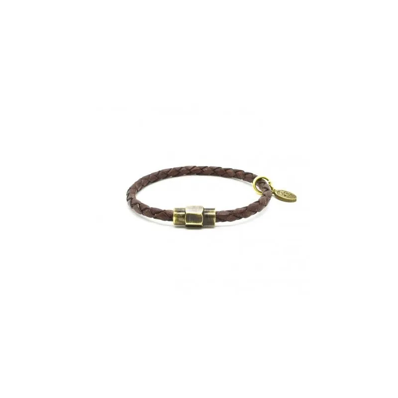 Bracelet cuir tressé Antique Brown - Black Pearl Creations