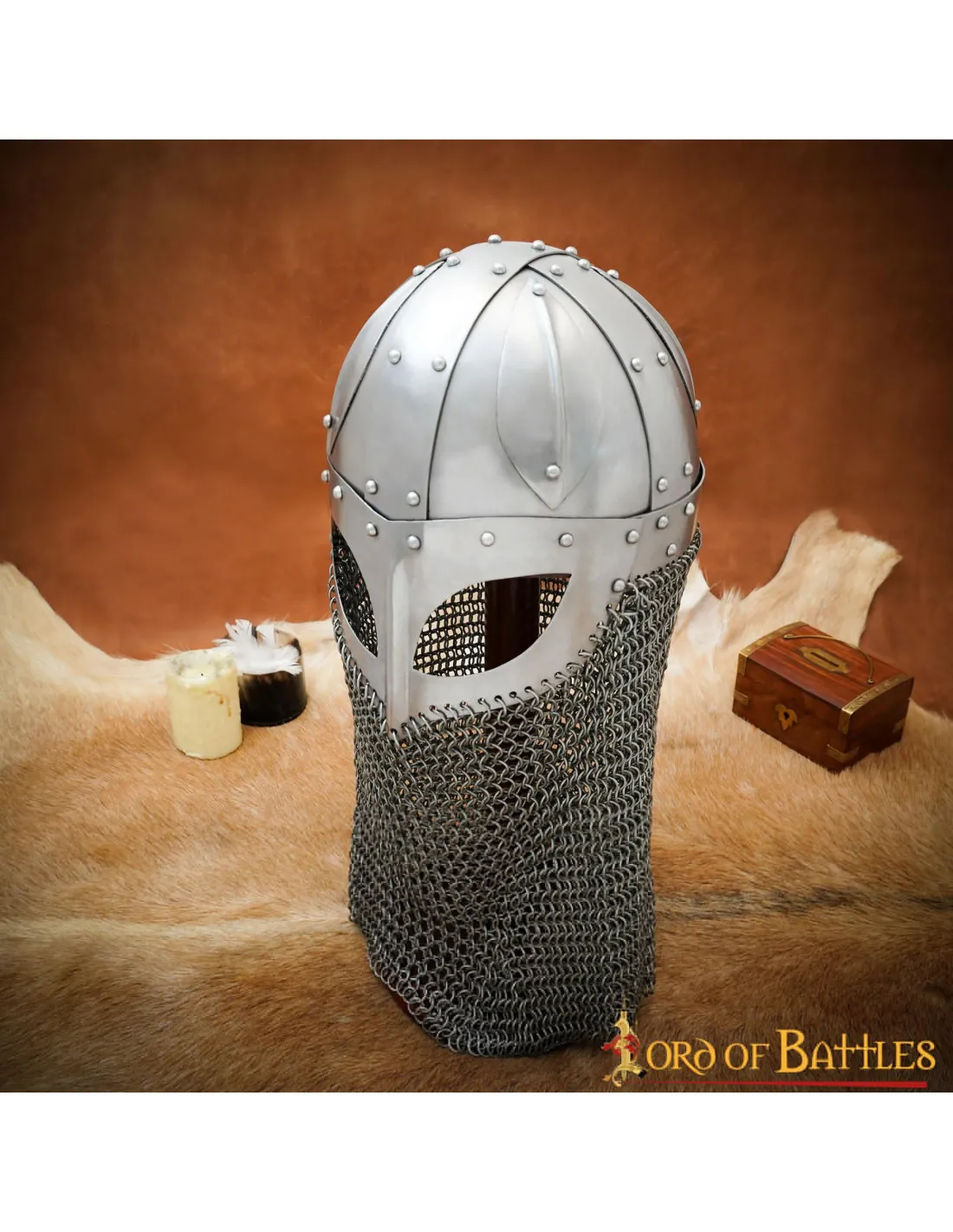 Casque Viking Spanghelm avec lunettes et cotte de mailles ⚔️ Boutique Épées