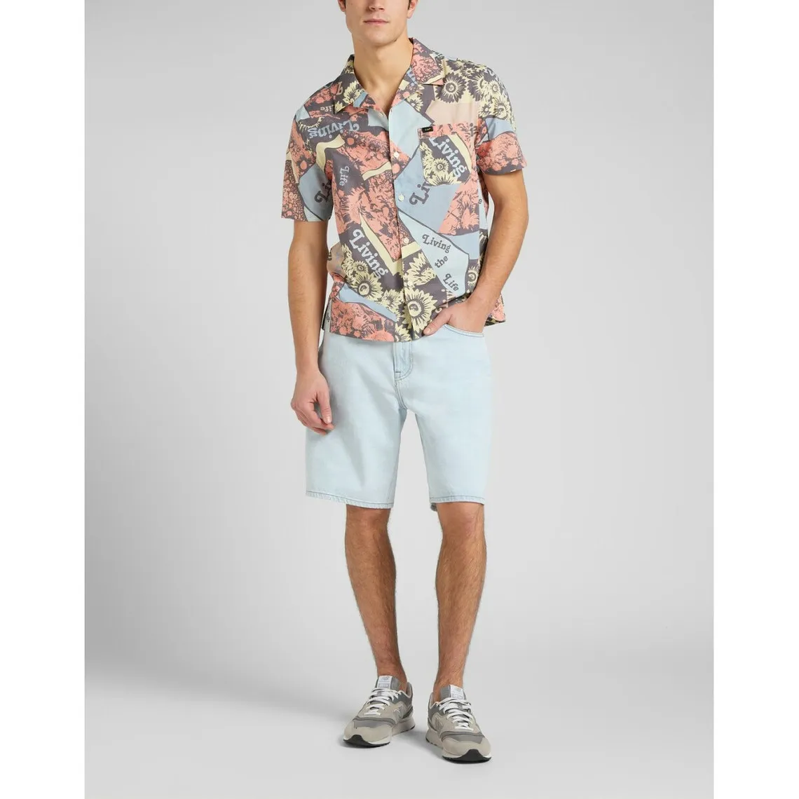 Chemise manches courtes homme LEE - Imprimé Rétro noir en coton Lee - Chemise Homme sur MenCorner