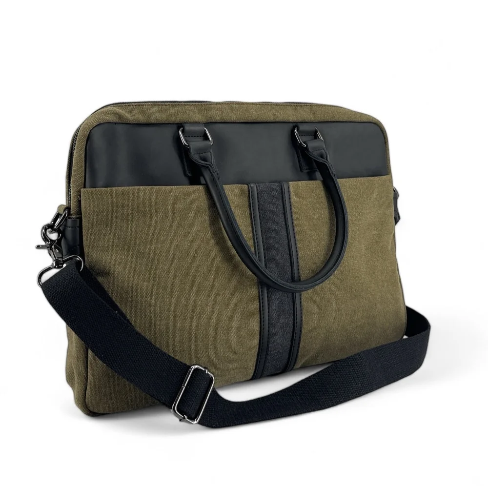 Collection sacs en toile | Sacoche ordinateur en toile et cuir TAIPEI