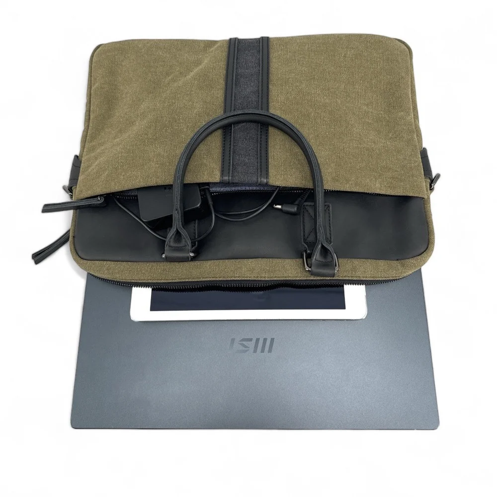 Collection sacs en toile | Sacoche ordinateur en toile et cuir TAIPEI