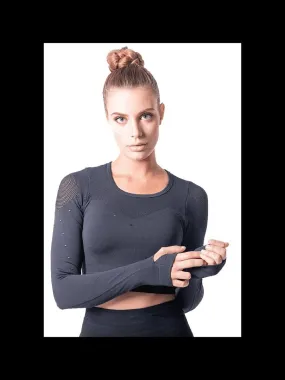Crop top sans coutures avec fibre Emana Yoga Noire, Indy - Noir Noir