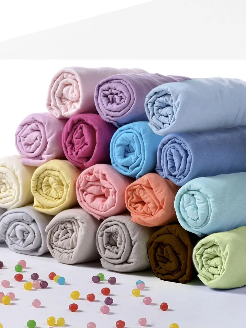 Drap housse uni en jersey - Bleu ciel