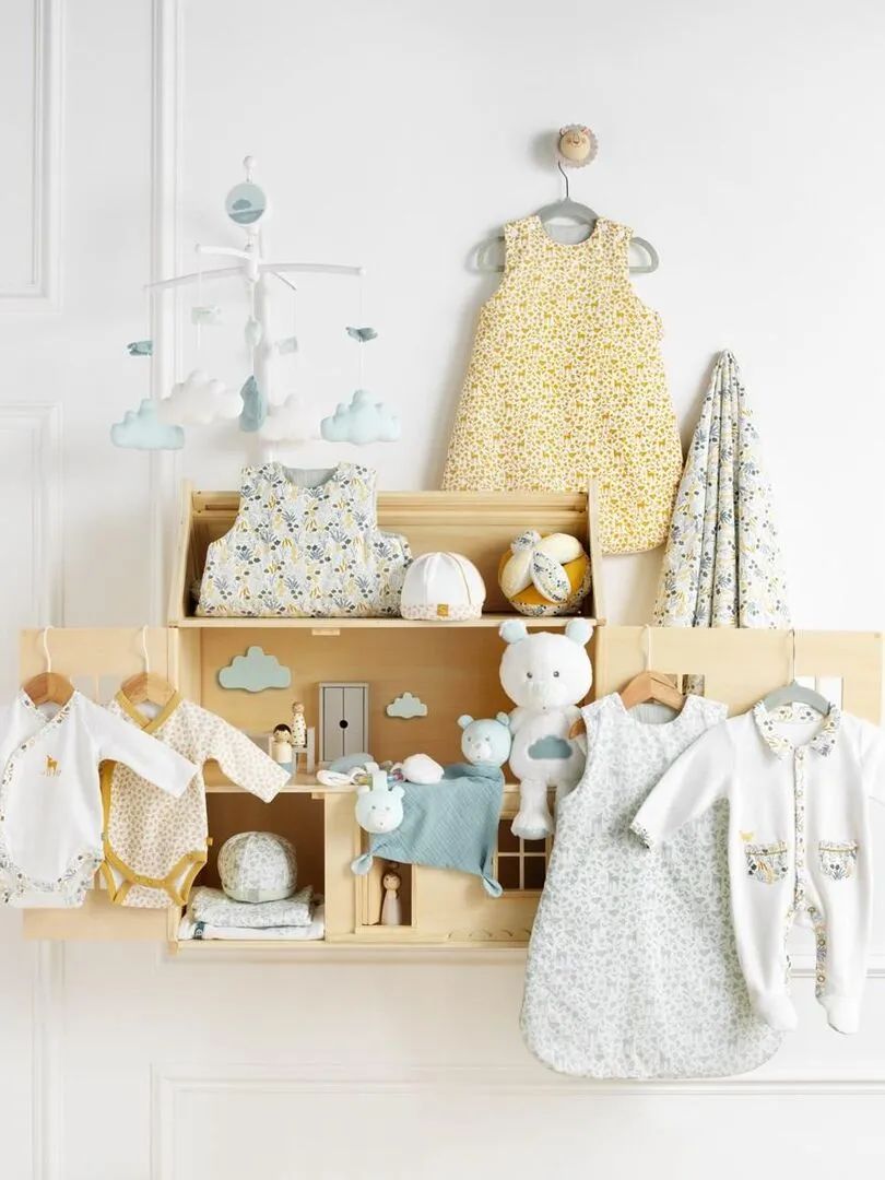 Gigoteuse lange bébé en coton - SAUTHON - Blanc Jaune