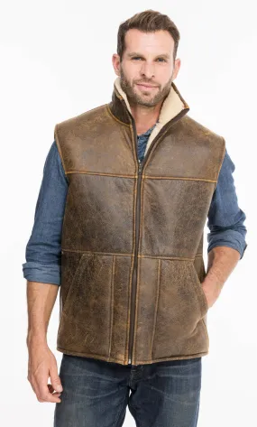 Gilets sans manches mouton marron vieilli