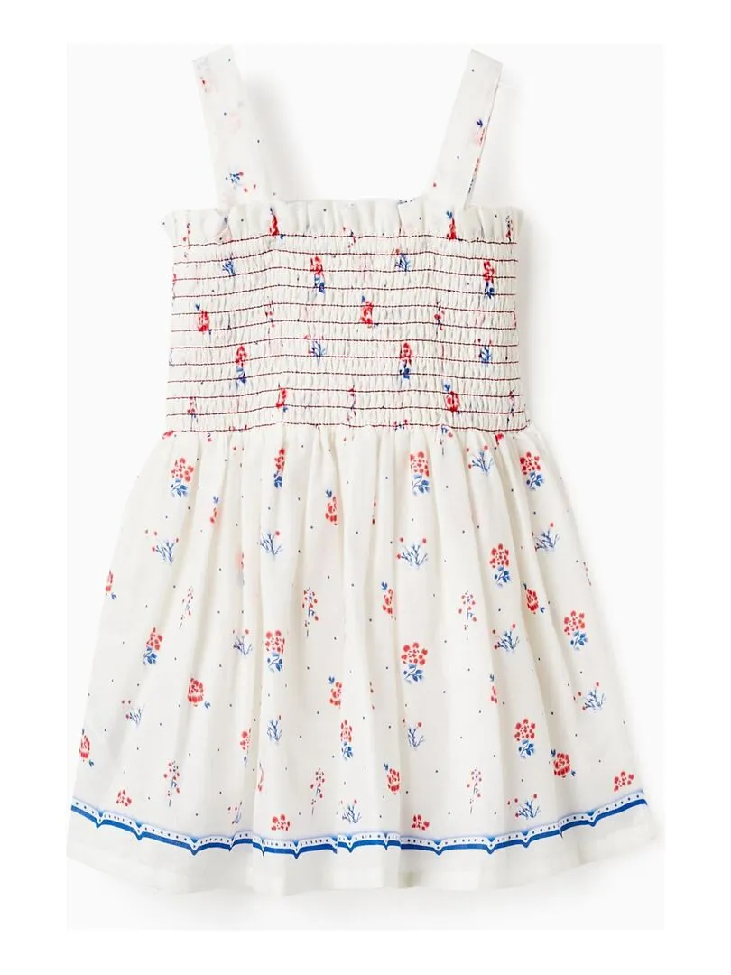 Haut Floral En Coton Pour Fille manches courtes PICASSO - Beige clair