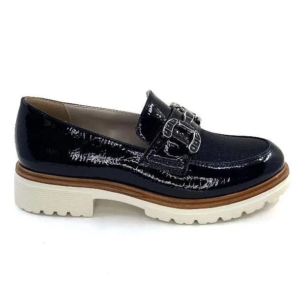 Ivoire 8B5085 Cuir Vernis Textile Bleu Marine