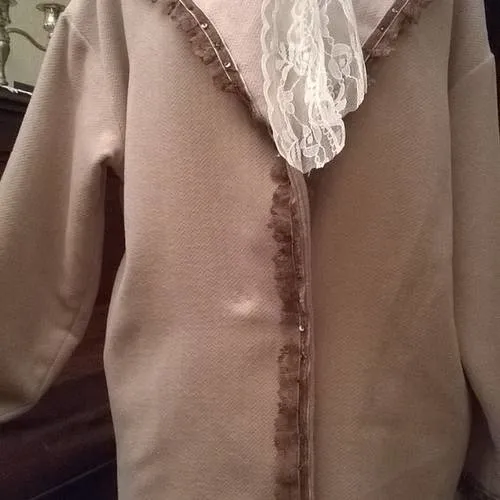 Manteau en laine,viscose et dentelle,couleur beige claire,manteau femme,manteau fille,cadeau femme,cadeau fille,vêtements