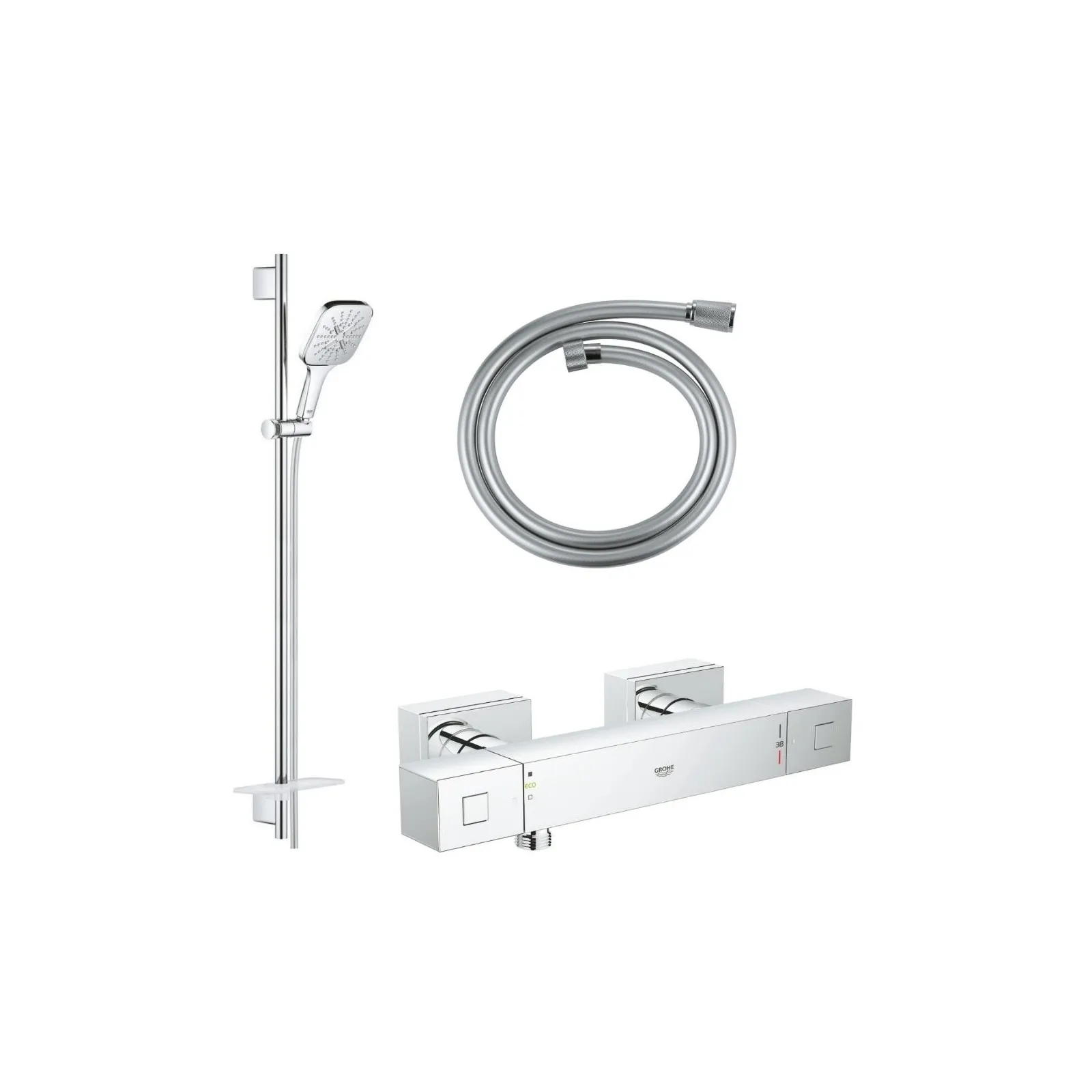 Mitigeur douche cube Grohe Grohtherm + Ensemble douche Rainshower