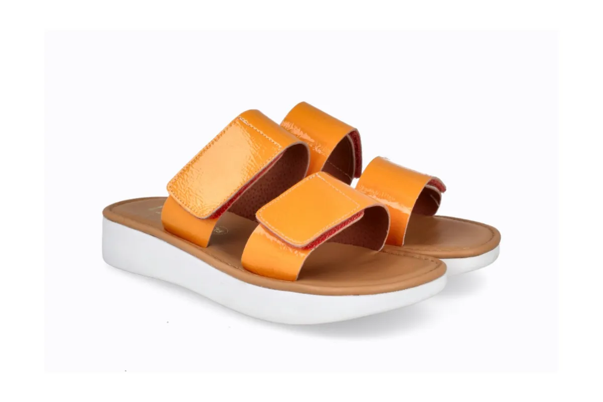 Mules plateforme en cuir - Orange