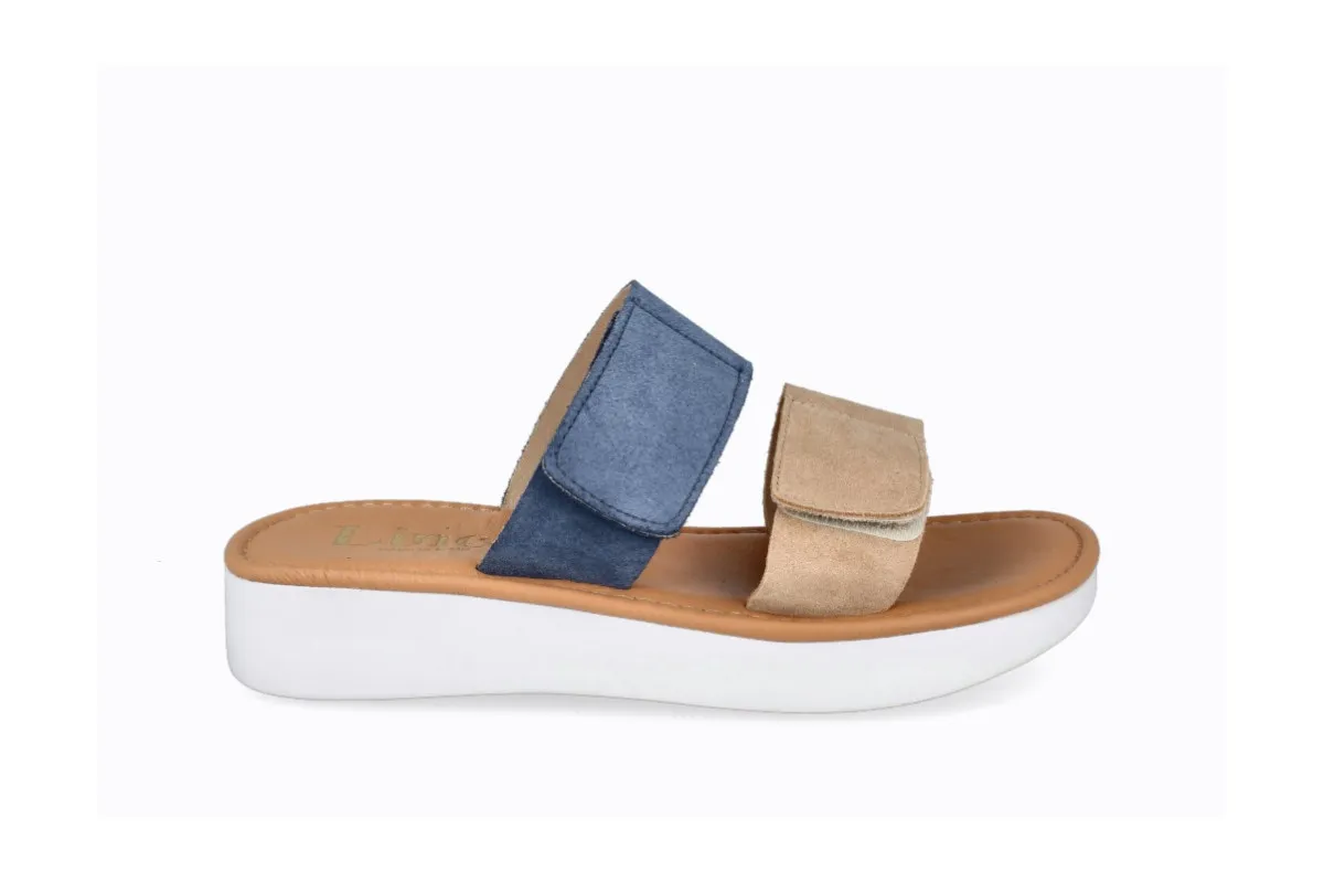 Mules plateforme en cuir suédé - Bleu