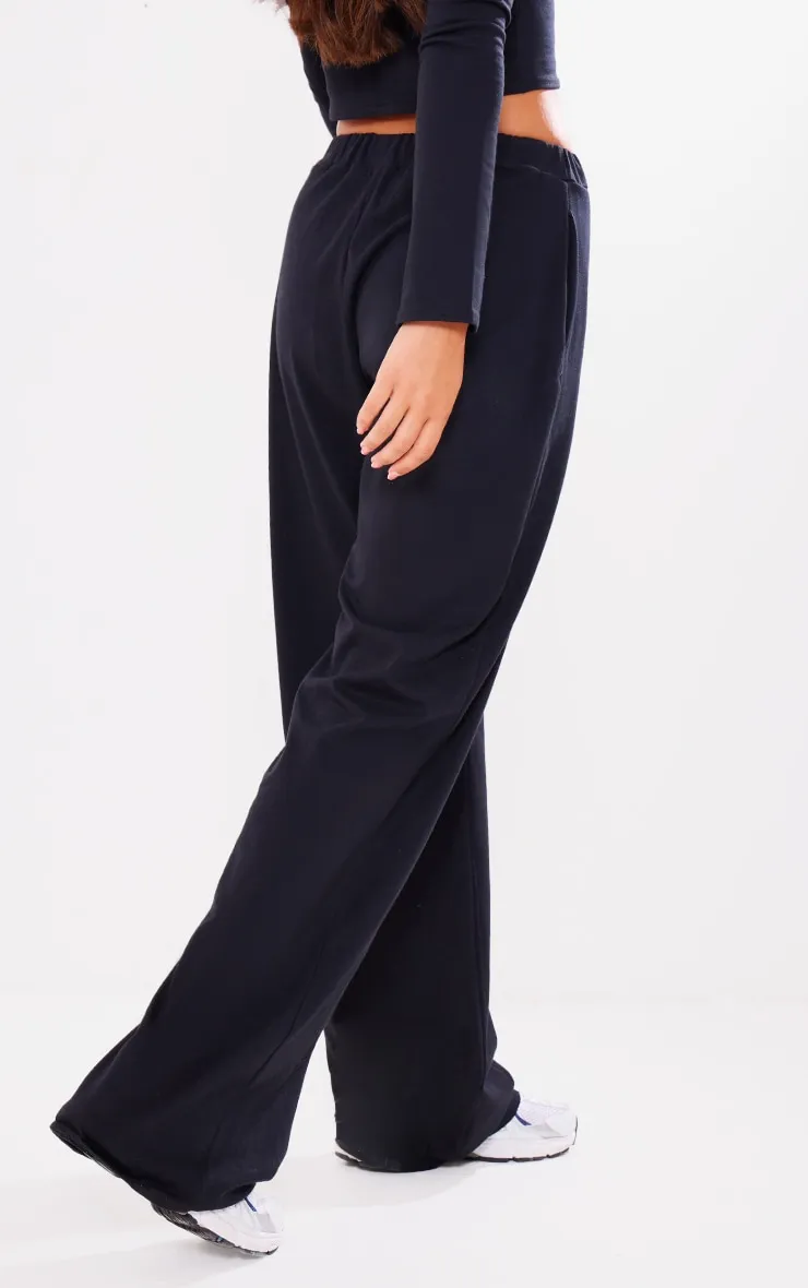 Pantalon large en coton et jersey noir