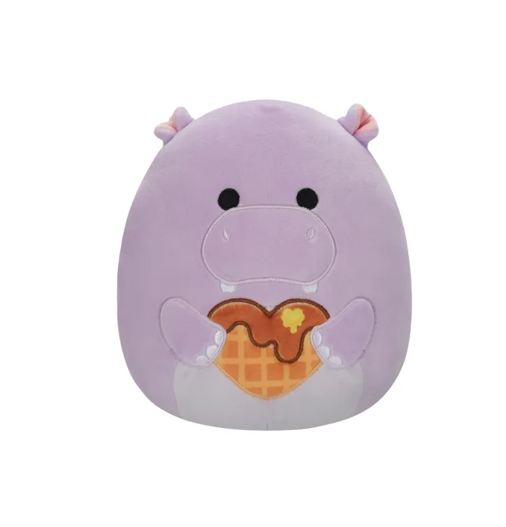 Peluche Squishmallows de 20 cm Hanna l’hippopotame violet avec cœur