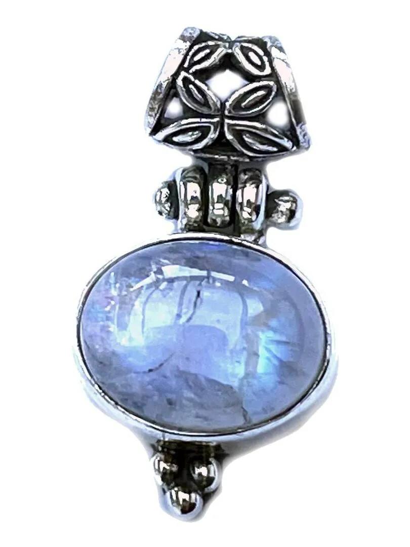 Pendentif en argent et pierre de lune, Bijoucolor - Blanc