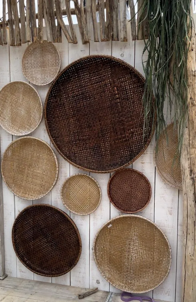 Plateau balinais rond décoratif en bambou naturel - EGOLI