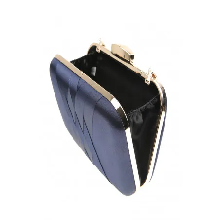 pochette de soirée tressée rectangle couleur bleu