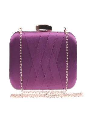 pochette de soirée tressée rectangle couleur violet