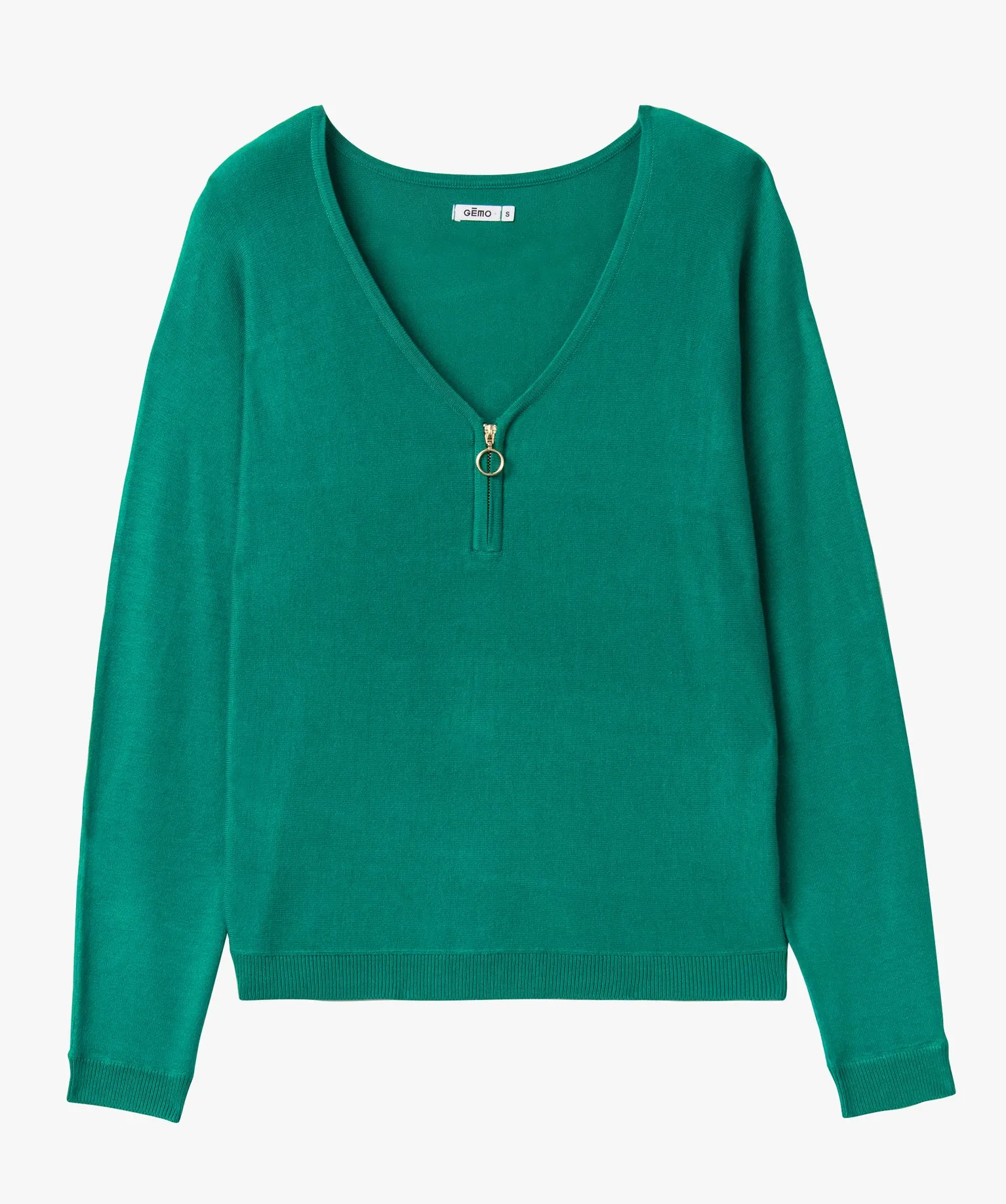 pull fin a col v zippe manches chauve-souris femme vert pulls
