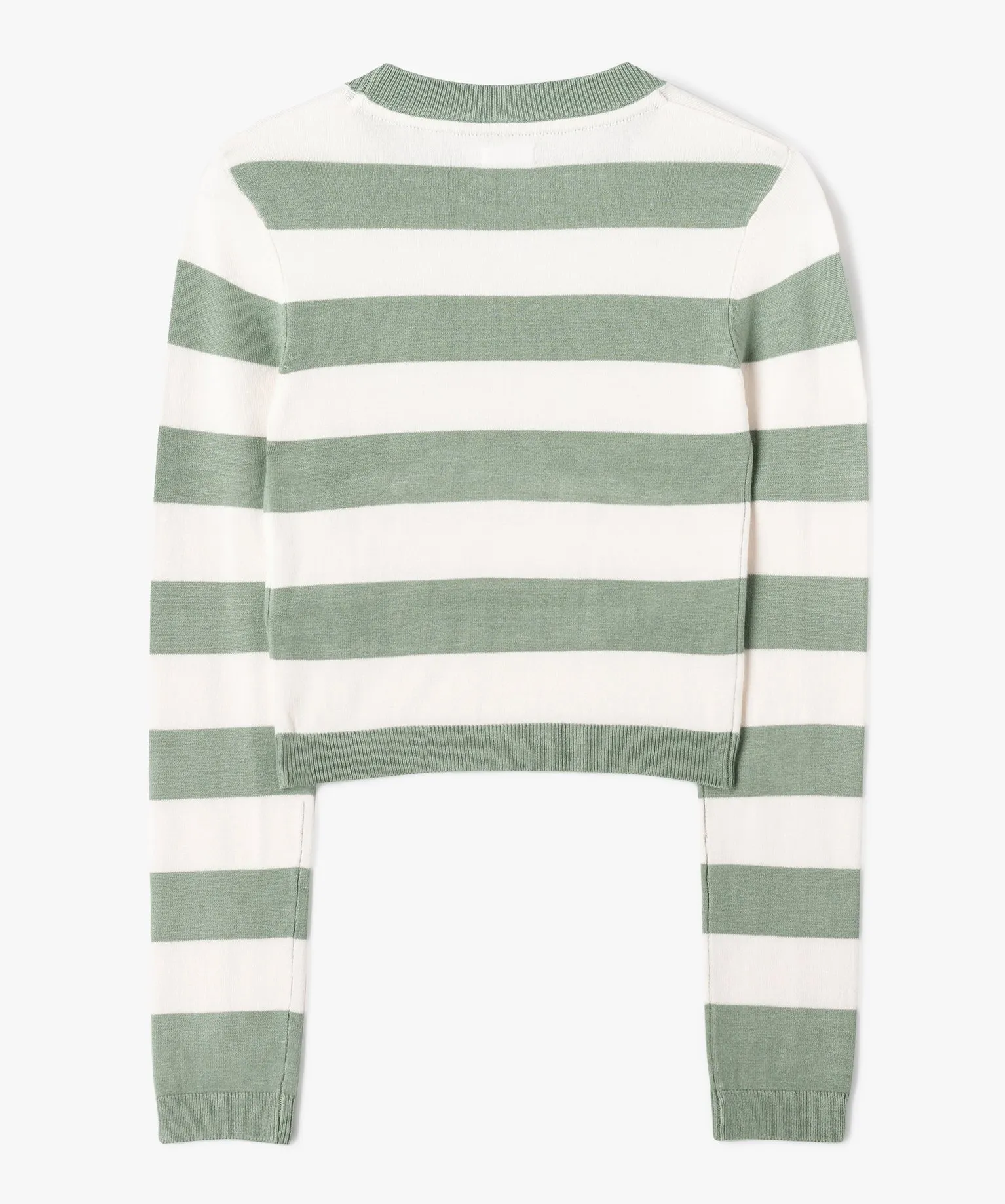 pull fin a rayures et coupe courte fille vert pulls