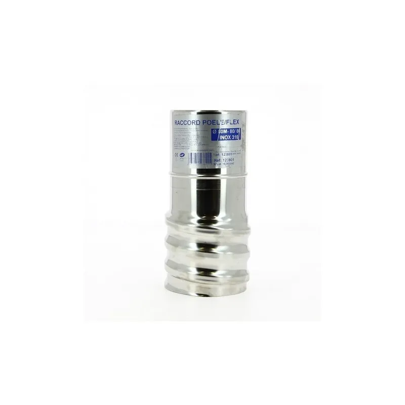 Raccord poêle à visser diamètre 100mm pour tubage en inox flexible de 200 mm