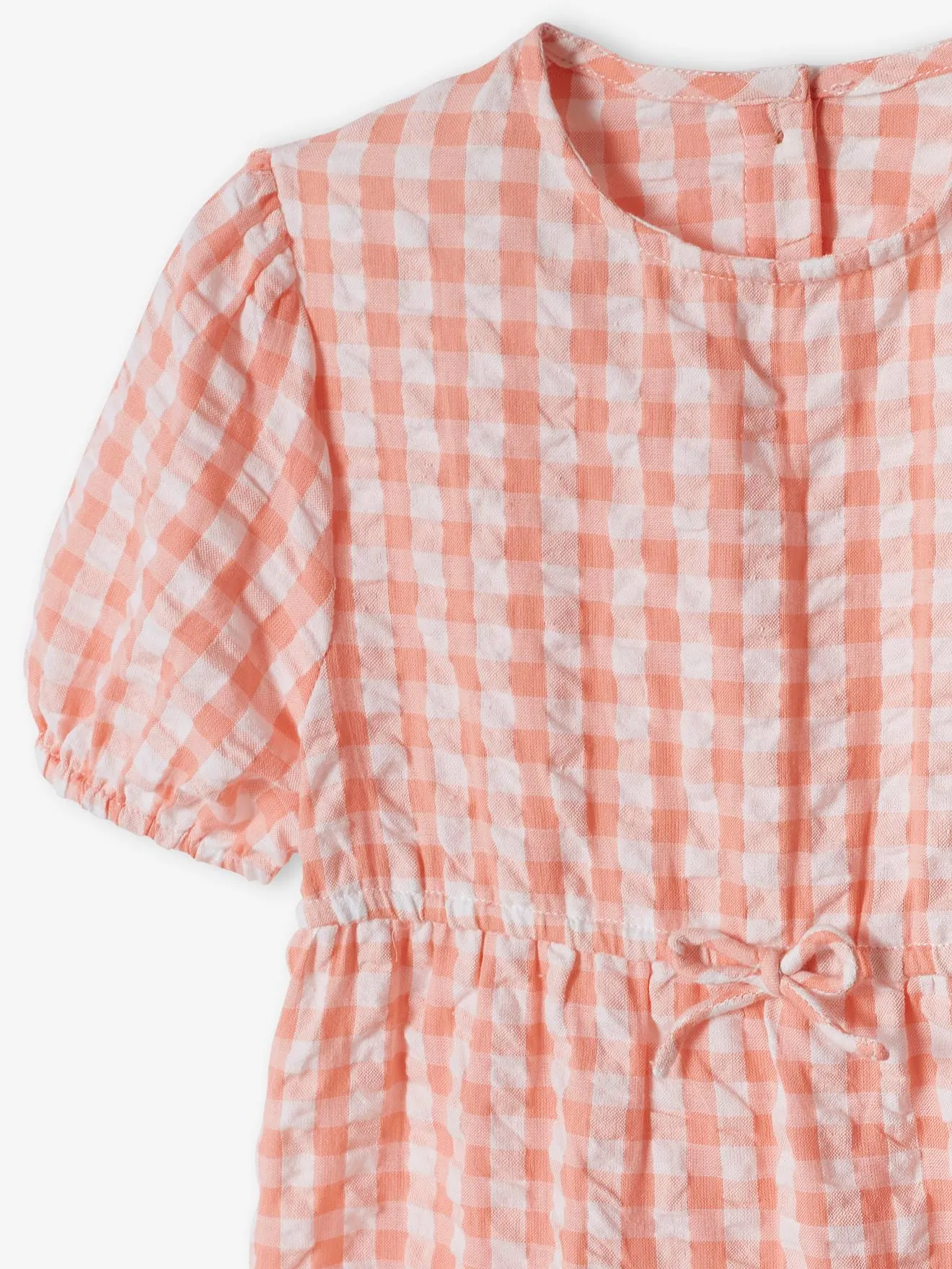 Robe à volant fille manches 3/4 corail - Vertbaudet