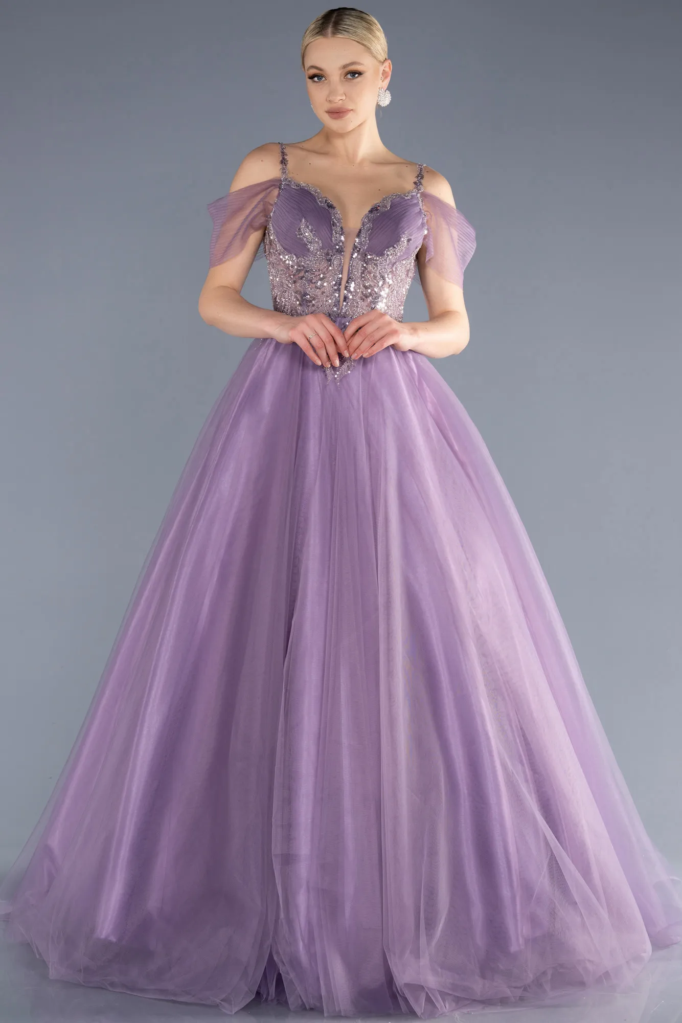 Robes De Soirée Grande Taille Longue Lavande ABU3688