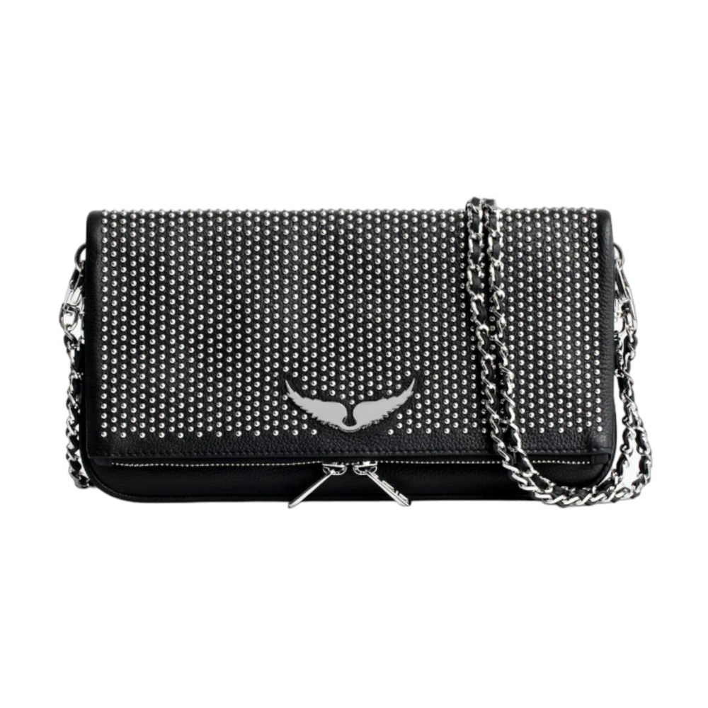 Sac Pochette Rock en Cuir Noir