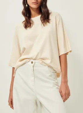 SESSUN  Tee-shirt col rond en jersey côtelé serge co - Beige