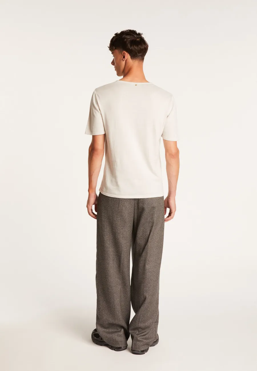 T-shirt col tunisien en coton cachemire - Haruni