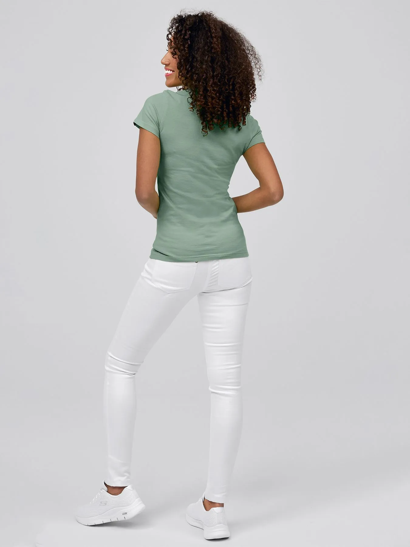 T-shirt femme à encolure V, lavage à 60°