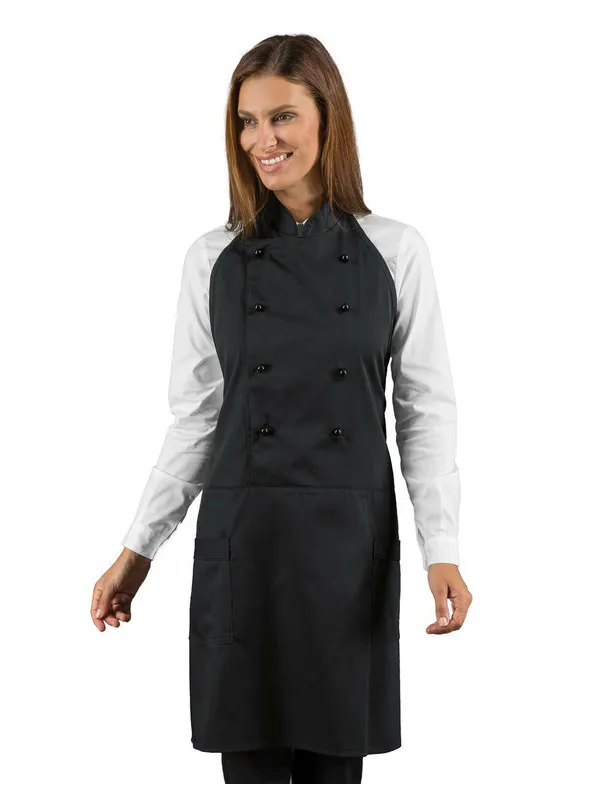 Tablier de cuisine noir unisexe Isacco
