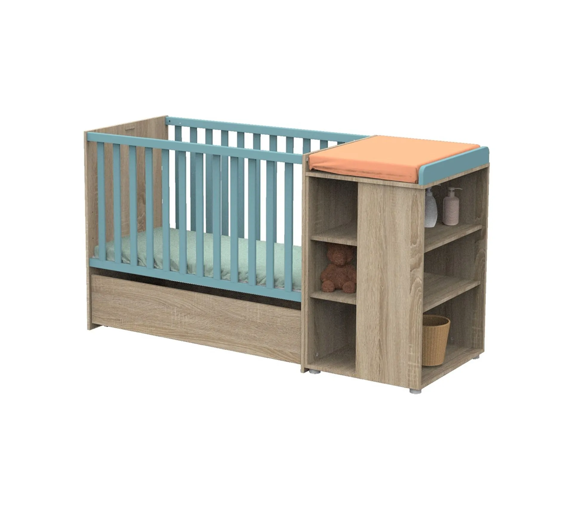 Tiroir Pour Lit Combiné Évolutif 27x118x63cm Marron