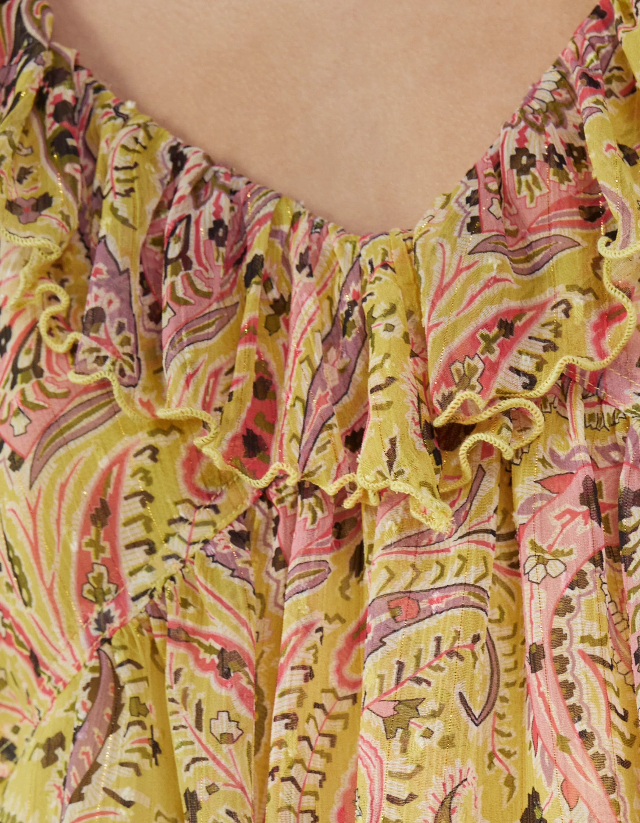 Top jaune imprimé summer cachemire Femme