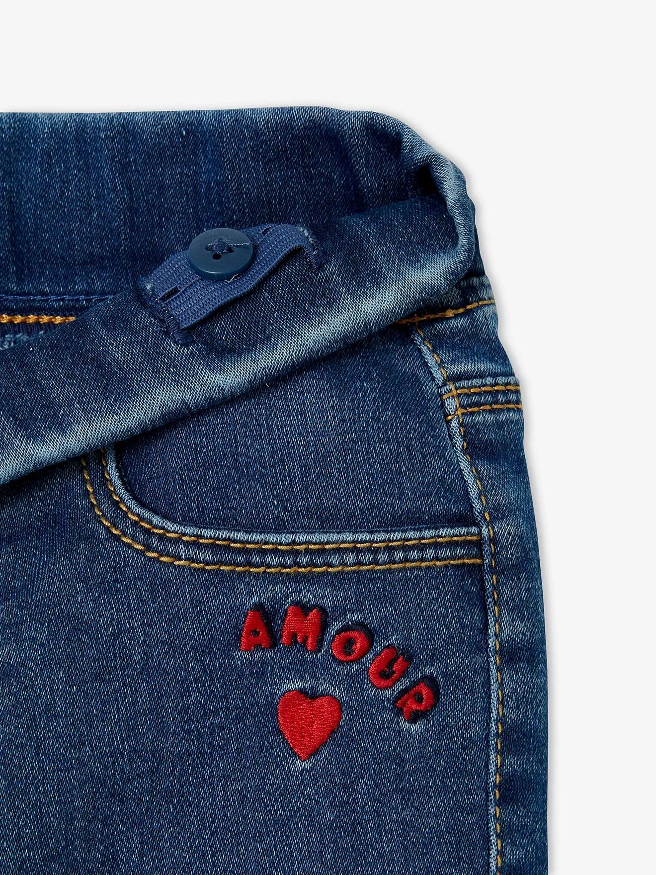 Tregging en molleton effet denim fille denim gris - Vertbaudet