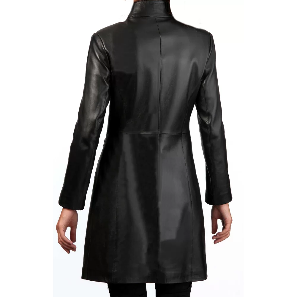 Trois quart cuir femme agneau noir modèle Eminore