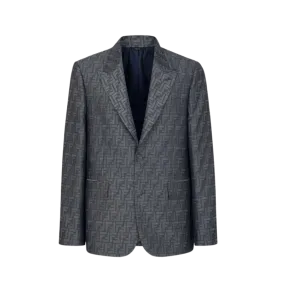 Veste droite coupe classique Fendi Shadow jacquard FF bleu