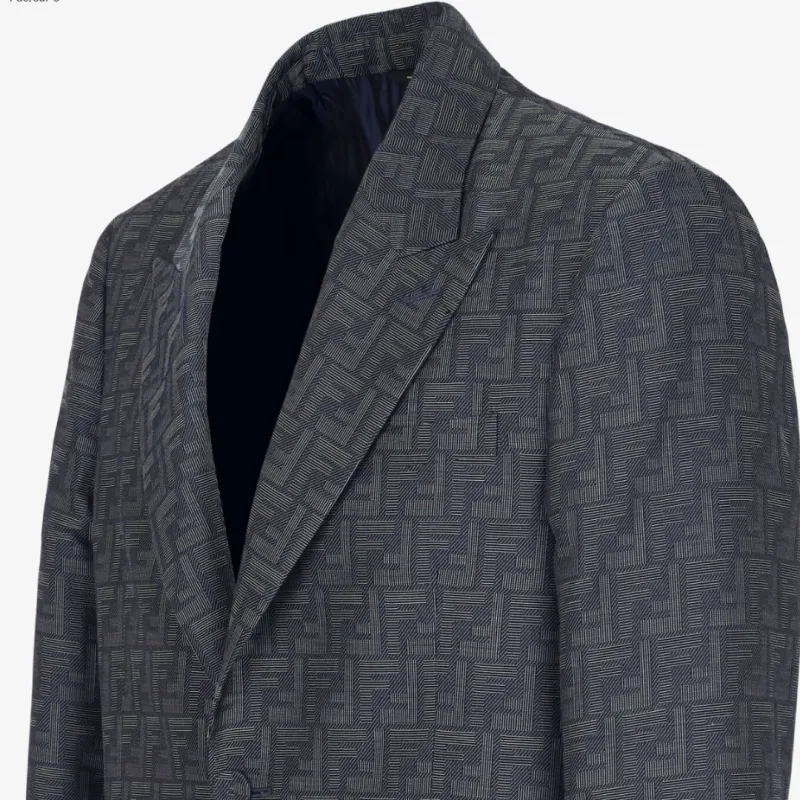 Veste droite coupe classique Fendi Shadow jacquard FF bleu