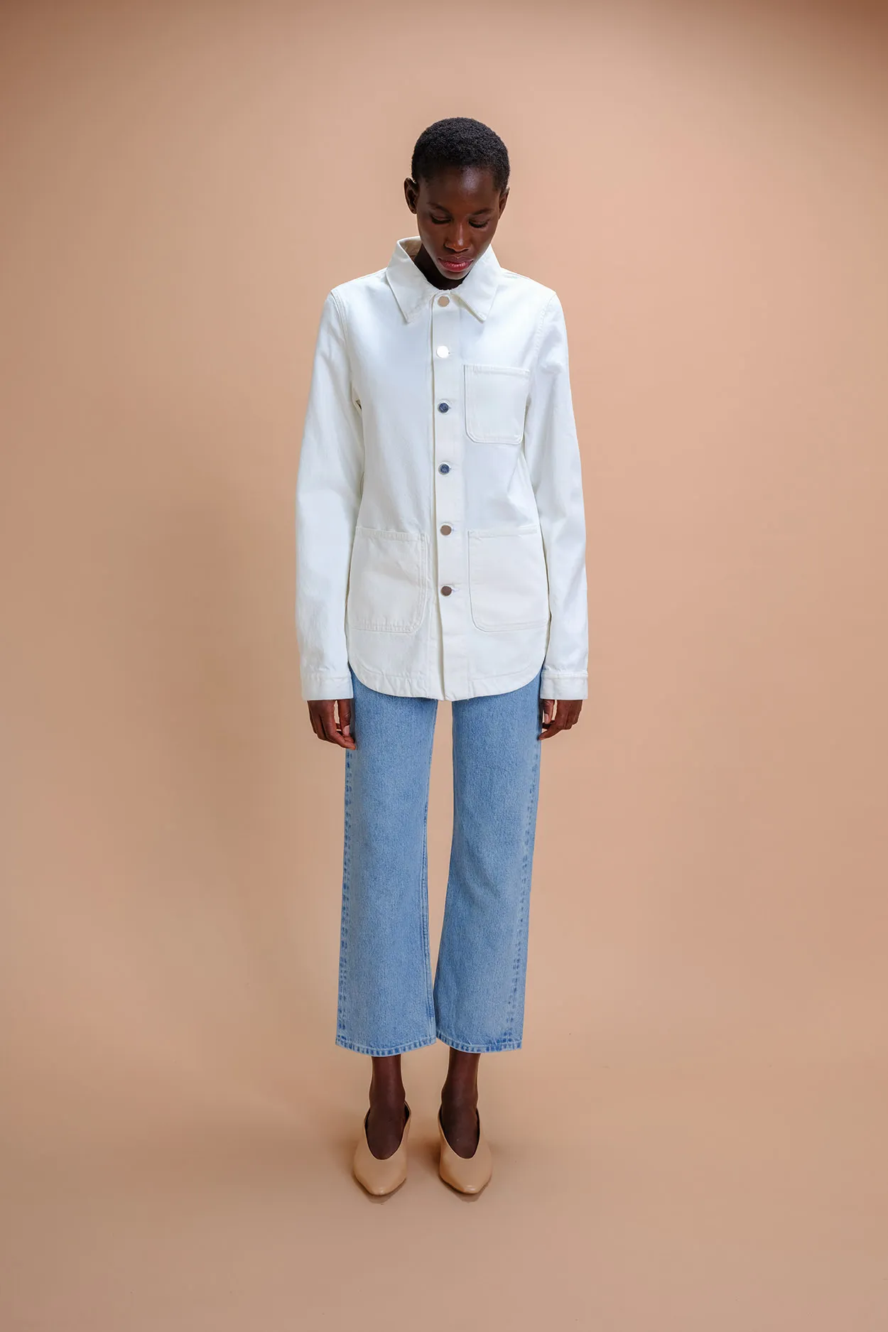 Veste mixte en denim écru - Génésis – Label AÉ Paris