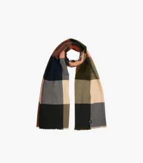 Écharpe à carreaux beige et marron